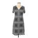 Tiana B. Casual Dress - A-Line V-Neck Short sleeves: Gray Print Dresses - Women's Size 8