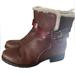 American Eagle Outfitters Shoes | American Eagle Warm Buckled Brown Booties Women’s 9 | Color: Brown/Red | Size: 9