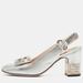 Gucci Shoes | Gucci Silver G Embellished Leather Madelyn Slingback Pumps | Color: Silver | Size: 37