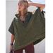 Free People Tops | Free People Fp Movement Pick Me Up Poncho Sweatshirt Quarter Zip Sweater | Color: Green | Size: S