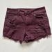 American Eagle Outfitters Shorts | American Eagle Outfitters Burgundy Red Stretch Denim Cut Off Festival Shorts 0 | Color: Pink/Red | Size: 0