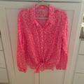 Lilly Pulitzer Tops | Lilly Pulitzer Linen Hot Pink Top | Color: Pink/White | Size: Xl