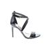 Nine West Heels: Strappy Stilleto Cocktail Black Print Shoes - Women's Size 5 1/2 - Open Toe