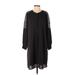 Ann Taylor LOFT Cocktail Dress - Shift Crew Neck 3/4 sleeves: Black Print Dresses - Women's Size Small