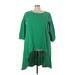 Casual Dress - A-Line Crew Neck 3/4 sleeves: Green Print Dresses - Women's Size 4X
