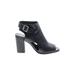 Seychelles Heels: Strappy Chunky Heel Casual Black Print Shoes - Women's Size 8 - Peep Toe