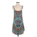 Mara Hoffman Casual Dress - Mini: Teal Aztec or Tribal Print Dresses - Women's Size X-Small