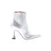 Open Edit Ankle Boots: White Solid Shoes - Women's Size 7 - Pointed Toe