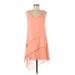 White House Black Market Casual Dress - A-Line Scoop Neck Sleeveless: Orange Print Dresses - Women's Size 2