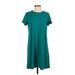 J.Jill Casual Dress - A-Line High Neck Short sleeves: Teal Print Dresses - Women's Size Small