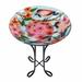 Winston Porter Pauno 17.8" Fusion Glass Birdbath w/ Metal Stand Glass/Plastic/Metal | 2094 H x 178 W x 178 D in | Wayfair