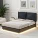 Latitude Run® Platform Bed w/ Sensor Light & Ergonomic Design Backrests Upholstered/Faux leather in Black | 41.6 H x 62.3 W x 80 D in | Wayfair