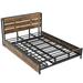 17 Stories Butcombe Metal Platform Bed w/ Drawers & trundle, Sockets & USB Ports Wood & Metal/Metal in Black | 39 H x 61.8 W x 86.8 D in | Wayfair
