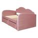 Latitude Run® Jerilee Daybed w/ Cloud-Shaped Backrest, Trundle & 2 Drawers & USB Ports Upholstered/Velvet in Pink | Wayfair