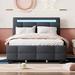 Brayden Studio® Breyelle Platform Storage Bed w/ LED Frame & 4 Drawers Wood & /Upholstered/Linen in Gray | 43.7 H x 56.6 W x 81 D in | Wayfair