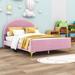Mercer41 Walmo Platform Bed Wood & /Upholstered/Velvet in Pink | 44.3 H x 56.7 W x 79.5 D in | Wayfair 91A76FD0501148F6BD324790E335DCD5