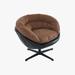 Barrel Chair - George Oliver Swivel Accent Chair Armchair, Round Barrel Chairs PU Swivel Club Chair Faux Leather in Black | Wayfair