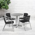 Flash Furniture Lila Round 5 Piece Outdoor Dining Set Wood/Plastic/Metal in Black | 27.25" H x 31.5" W x 31.5" D | Wayfair