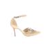 BCBG Paris Heels: Pumps Stilleto Cocktail Party Ivory Print Shoes - Women's Size 7 1/2 - Open Toe