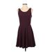 Ann Taylor LOFT Outlet Casual Dress - A-Line Scoop Neck Sleeveless: Burgundy Print Dresses - Women's Size X-Small