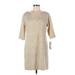 Maggy London Casual Dress - Mini Scoop Neck 3/4 sleeves: Tan Print Dresses - New - Women's Size 8