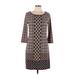 Max Studio Casual Dress - Shift Scoop Neck 3/4 sleeves: Brown Dresses - Women's Size Medium