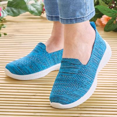 Women’s Memory Foam Slip-on Shoes, Blue, Size 6, Breathable Knit Shoes