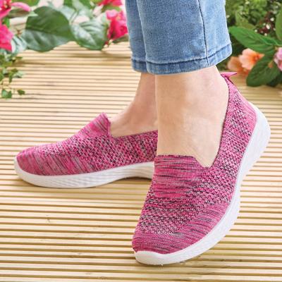 Women’s Memory Foam Slip-on Shoes, Pink, Size 6, Breathable Knit Shoes