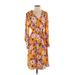 Who What Wear Casual Dress - Wrap: Orange Print Dresses - Women's Size X-Small