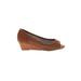 fs/ny Wedges: Brown Print Shoes - Women's Size 7 - Peep Toe