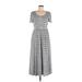 Lularoe Casual Dress - Midi Scoop Neck Short sleeves: Gray Print Dresses - New - Women's Size Medium