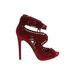 Just Fab Heels: Burgundy Print Shoes - Women's Size 7 - Peep Toe