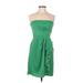 BCBGMAXAZRIA Cocktail Dress - A-Line Strapless Sleeveless: Green Print Dresses - Women's Size 6