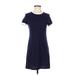 American Apparel Casual Dress - Shift Crew Neck Short sleeves: Blue Color Block Dresses - Women's Size Small