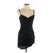 Shein Casual Dress - Bodycon V-Neck Sleeveless: Black Print Dresses - New - Women's Size Large