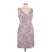 Isabella DeMarco Cocktail Dress - Party V-Neck Sleeveless: Purple Floral Dresses - Women's Size 10