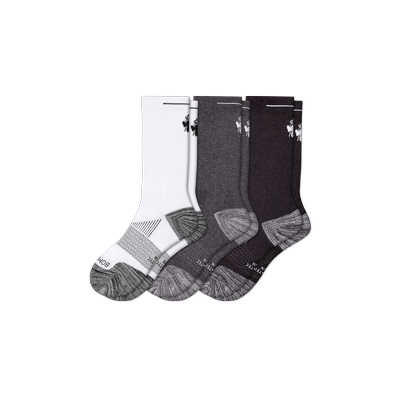 Women's Running Calf Sock 3-Pack - White Charcoal Black Bee - Small - Cotton Blend - Bombas