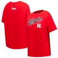 Women's Pro Standard Scarlet Nebraska Huskers Script Tail Oversized Boyfriend T-Shirt