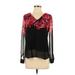 Calvin Klein Long Sleeve Blouse: Black Floral Tops - Women's Size X-Small