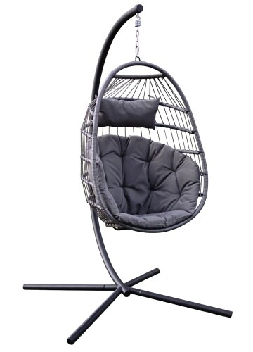 Lex XL Poly-Rattan Hängesessel Standfuß Hängekorb faltbar Hängestuhl Hängeschaukel Image