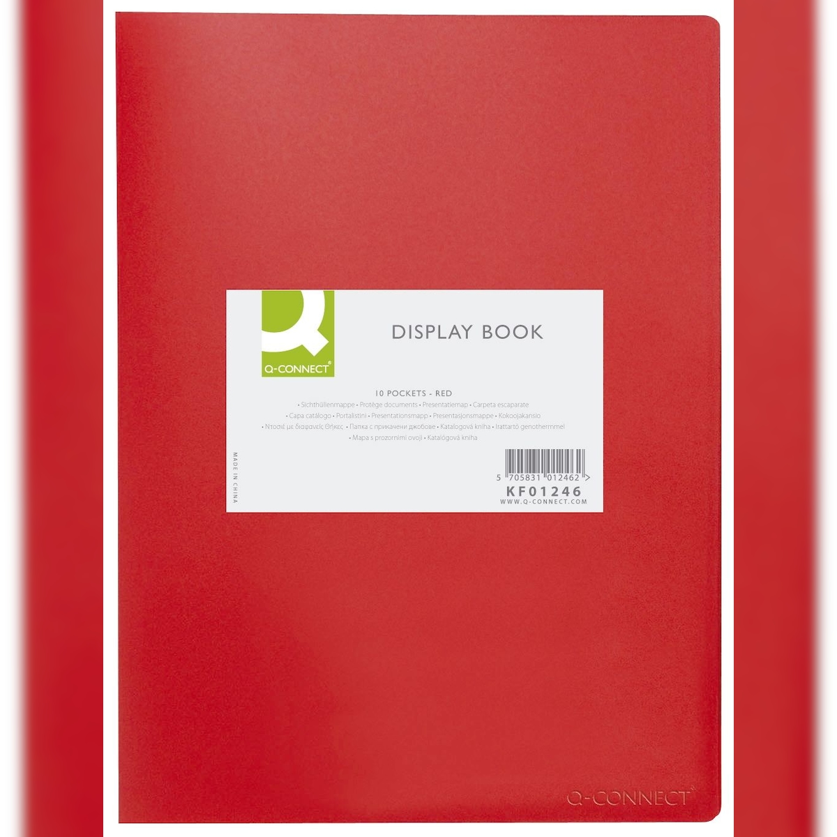 Q-Connect® KF01246 Sichtbuch - 10 Hüllen, Einband PP, 450 mym, rot Image