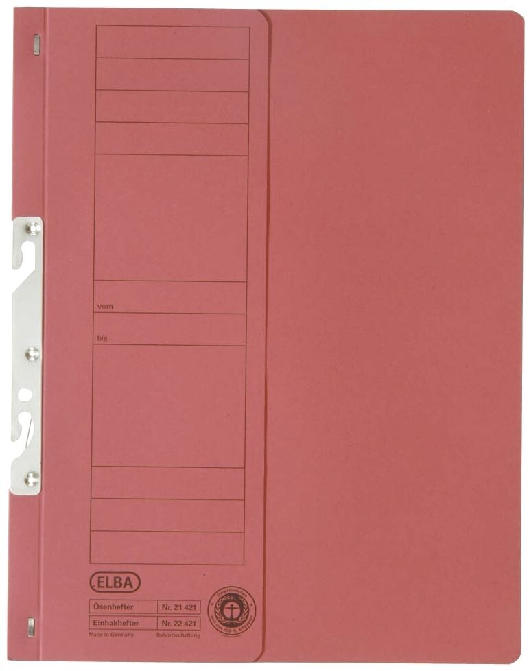 Elba 100560027 Einhakhefter - Amtsheftung, halber Vorderdeckel, A4, rot Image