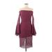 Bardot Cocktail Dress - Sheath Off The Shoulder 3/4 sleeves: Burgundy Dresses - Women's Size 6