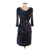 Roberto Cavalli Casual Dress - Sheath Cowl Neck 3/4 sleeves: Blue Leopard Print Dresses - Women's Size 42