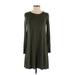 Gap Casual Dress - A-Line Crew Neck Long sleeves: Green Print Dresses - Women's Size X-Small Petite