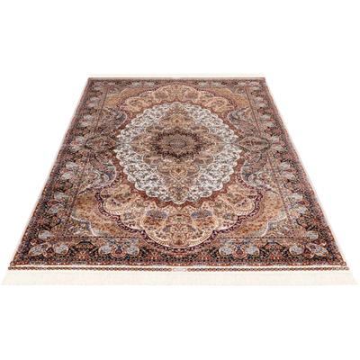 Teppich OBSESSION "My Babylon of Obsession 302", beige (creme), B:300cm H:8mm L:400cm, Viskose, Teppiche, Fransenteppich, Kurzflor, Orient-Optik, mit Fransen, besonders hohe Knotendichte Image