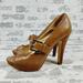 Michael Kors Shoes | Michael Kors Brown Leather Buckle Strap Slip On Peep Toe High Heels O792 | Color: Brown | Size: 6.5