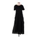 Zara Casual Dress - Midi Crew Neck Short sleeves: Black Print Dresses - Women's Size Small