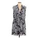 Kensie Casual Dress - A-Line V Neck Sleeveless: Gray Print Dresses - Women's Size Large