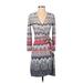 BCBGMAXAZRIA Casual Dress - Wrap: Gray Chevron/Herringbone Dresses - Women's Size X-Small
